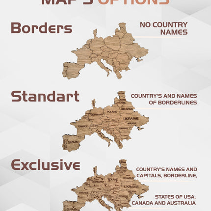 Wooden World Map White Rustic Wall Art Home Decor Travel Map Wood Gift
