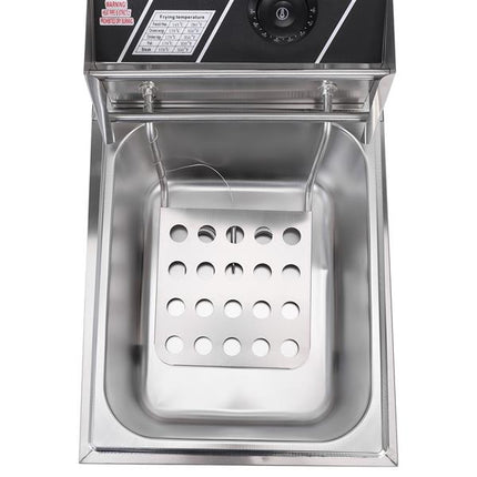 2500W MAX 110V 6.3QT/6L Stainless Steel Single Cylinder Electric Fryer