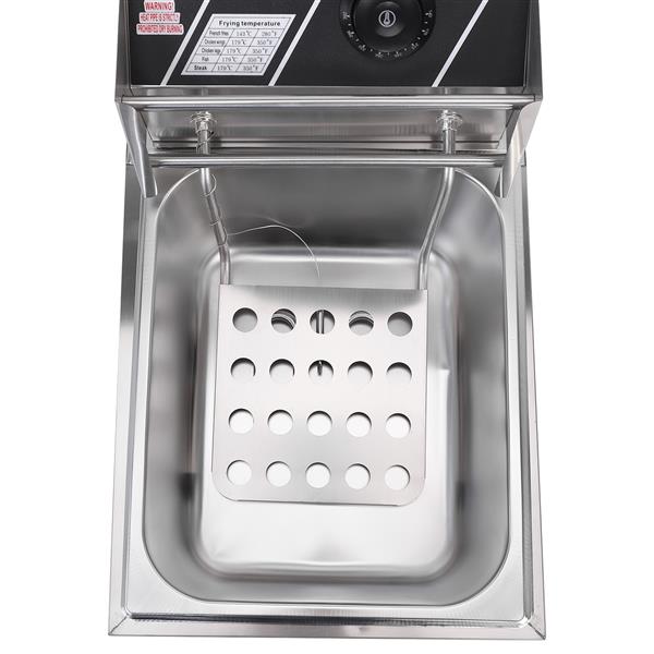 2500W MAX 110V 6.3QT/6L Stainless Steel Single Cylinder Electric Fryer