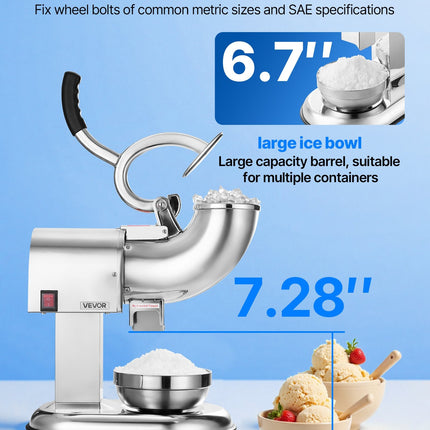 Commercial Ice Crusher 440LBS/H Electric Snow Cone Maker Shaved Ice
