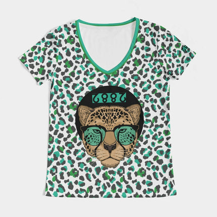 2882Sport™ Tropics of OZ - One Shady Lion Cheetah Women's V-Neck Tee