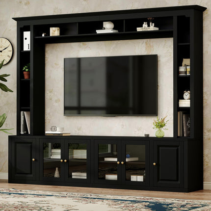 4-Piece Modern Entertainment Center Wall Unit With Bookshelves,