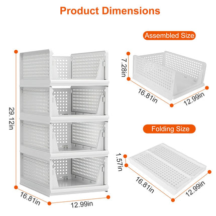 4 Packs Plastic Storage Box With Slide Rail Stackable  For Living Room