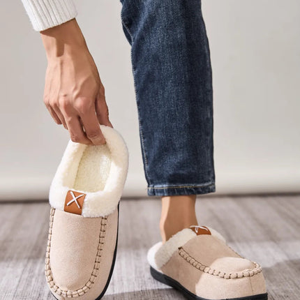 Contrast Round Toe Flat Slippers