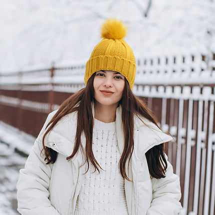 Winter Knitted Hats Fashion Stretchy Lined Skull Hats For Women Faux