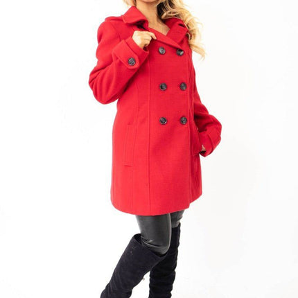 Womens Wool Feel Double Breasted Hooded Coat