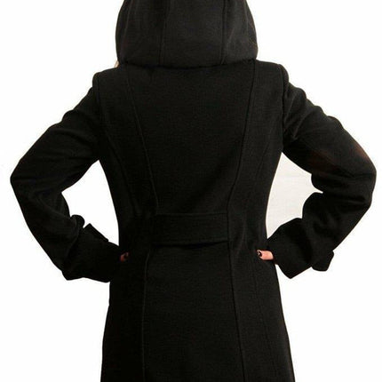 Womens Wool Feel Double Breasted Hooded Coat