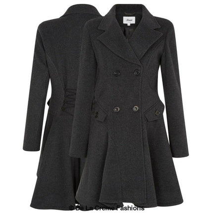 Wool Blend Fit And Flare Double Breasted Skater Coat (1102)