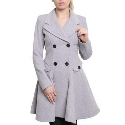 Wool Blend Fit And Flare Double Breasted Skater Coat (1102)