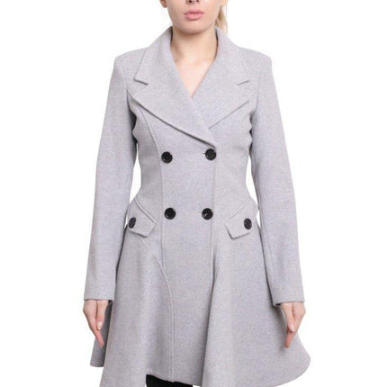 Wool Blend Fit And Flare Double Breasted Skater Coat (1102)