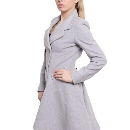 Wool Blend Fit And Flare Double Breasted Skater Coat (1102)