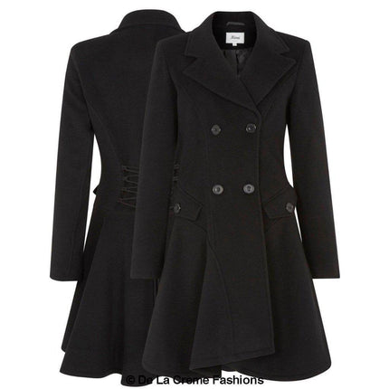 Wool Blend Fit And Flare Double Breasted Skater Coat (1102)