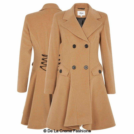 Wool Blend Fit And Flare Double Breasted Skater Coat (1102)