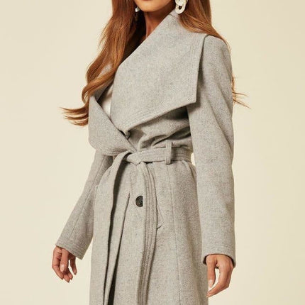 Wool Blend Large Lapel Duster Coat