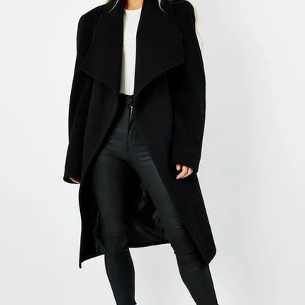 Wool Blend Large Lapel Duster Coat