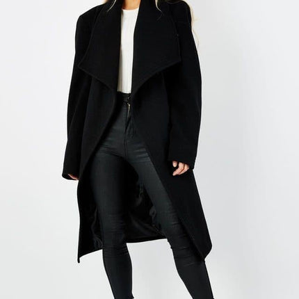 Wool Blend Large Lapel Duster Coat