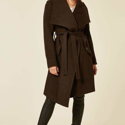 Wool Blend Large Lapel Duster Coat