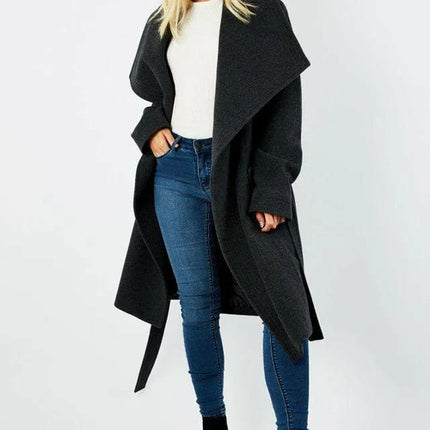 Wool Blend Large Lapel Duster Coat