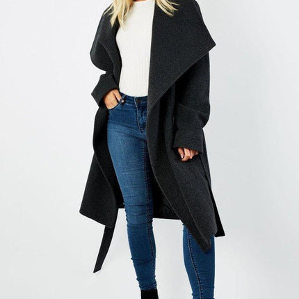 Wool Blend Large Lapel Duster Coat