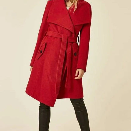 Wool Blend Large Lapel Duster Coat