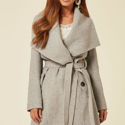 Wool Blend Large Lapel Duster Coat