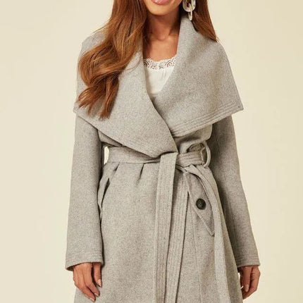 Wool Blend Large Lapel Duster Coat