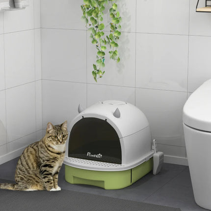 Covered Cat Litter Box With Lid, Scoop, Deodorizing Bags For Odor