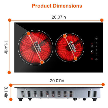 1Pc Dual Induction Burners Electric Cooktop 110V Total 1900W Electric