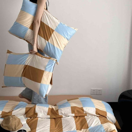 Dopamine Checker Queen Duvet Cover Set With Pillowcases & Fitted Sheet