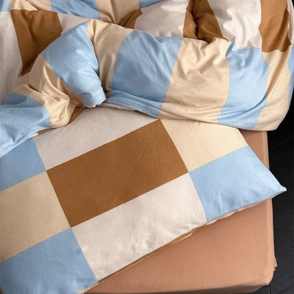 Dopamine Checker Queen Duvet Cover Set With Pillowcases & Fitted Sheet