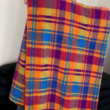 Dopamine Rainbow Checker Throw Blanket - Large, Warm & Soft