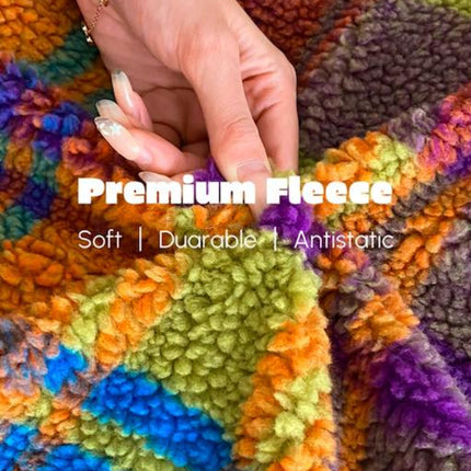 Dopamine Rainbow Checker Throw Blanket - Large, Warm & Soft