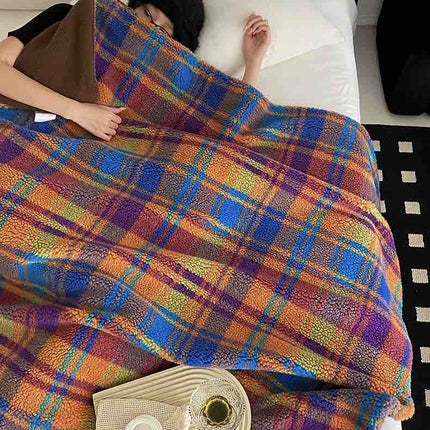 Dopamine Rainbow Checker Throw Blanket - Large, Warm & Soft