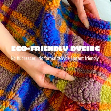 Dopamine Rainbow Checker Throw Blanket - Large, Warm & Soft