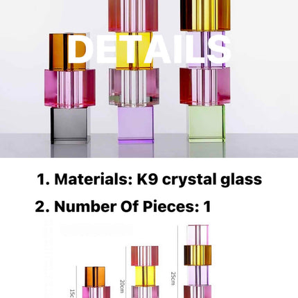 Modern Crystal Cube Bud Vase, Dopamine Table Setting Centrepieces