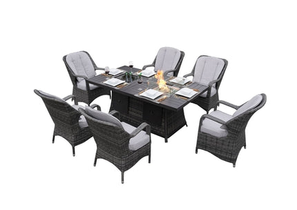 Direct Wicker 7 PCS Patio Gas Firepit and Ice Container Rectangle