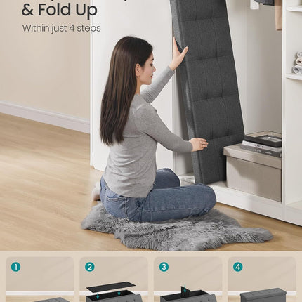 43 Inches Folding Storage Ottoman Bench, Ottoman Foot Rest, End of Bed