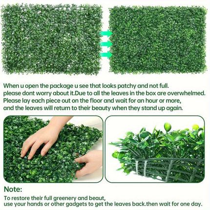 12PCS 24x16 Inch Artificial Hedge Panels - Realistic Greenery Privacy
