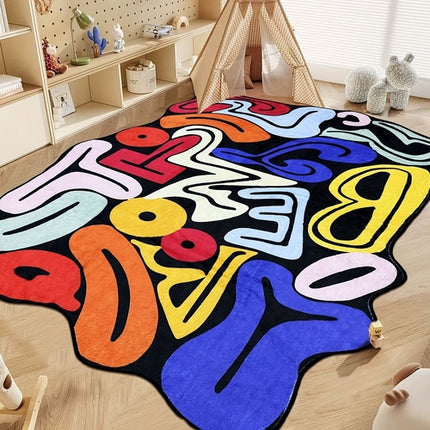 Thick Soft Velvet Colorful Letter Design Area Mat - Twisted Shape,