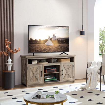 Farmhouse Barn door TV Media Stand Modern Entertainment Console for TV