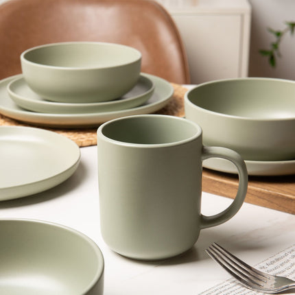 12-Piece Stoneware Dinnerware Sets with Mugs | Microwave & Dishwasher