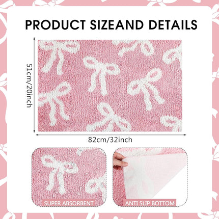 Bow Coquette Cute Bath Mat (20 X 32 Inch) – Non-Slip Absorbent
