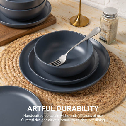 12-Piece Stoneware Dinnerware Sets with Mugs | Microwave & Dishwasher