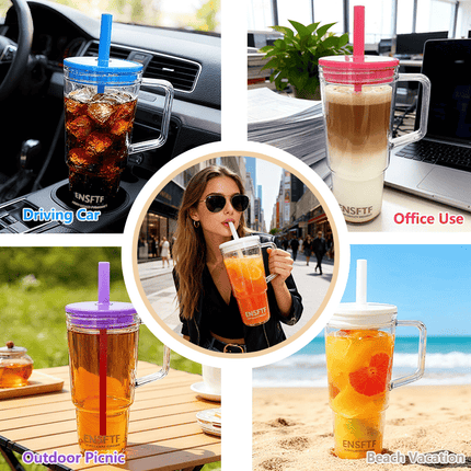 40oz Tritan BPA-Free Large Tumbler with Straw & Handle Reusable Water