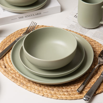 12-Piece Stoneware Dinnerware Sets with Mugs | Microwave & Dishwasher