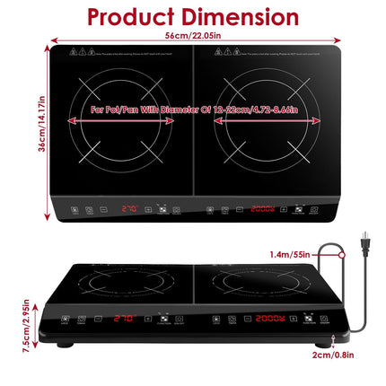 4000W Induction Cooktop Portable Double Induction Cooker Electric Dual