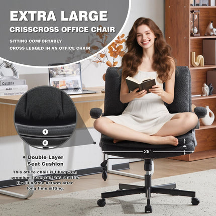 Ergonomic Office Chair with 2-in-1 Flip-Up Back, 25" Wide Seat, Airbag
