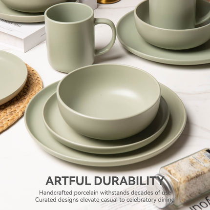 12-Piece Stoneware Dinnerware Sets with Mugs | Microwave & Dishwasher
