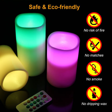 12 Color Flameless Candles - Flickering LED Candles with Remote & Auto