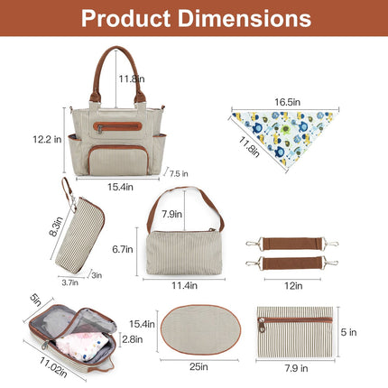 8Pcs Baby Nappy Diaper Bags Set for Mom Dad Mummy Handbags